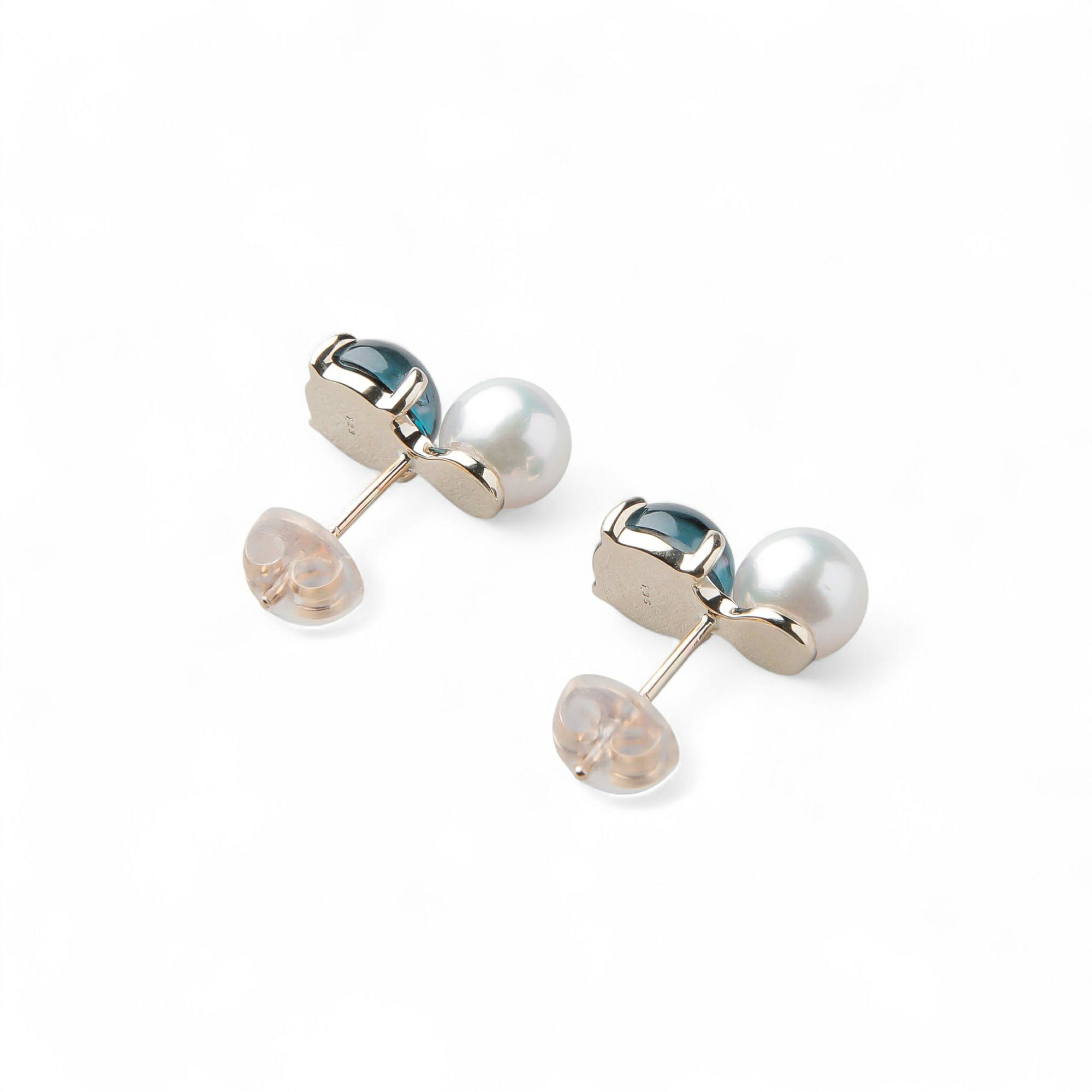あこや真珠×ロンドンブルートパーズ ピアス　5.5-6.0mm/6mmUP