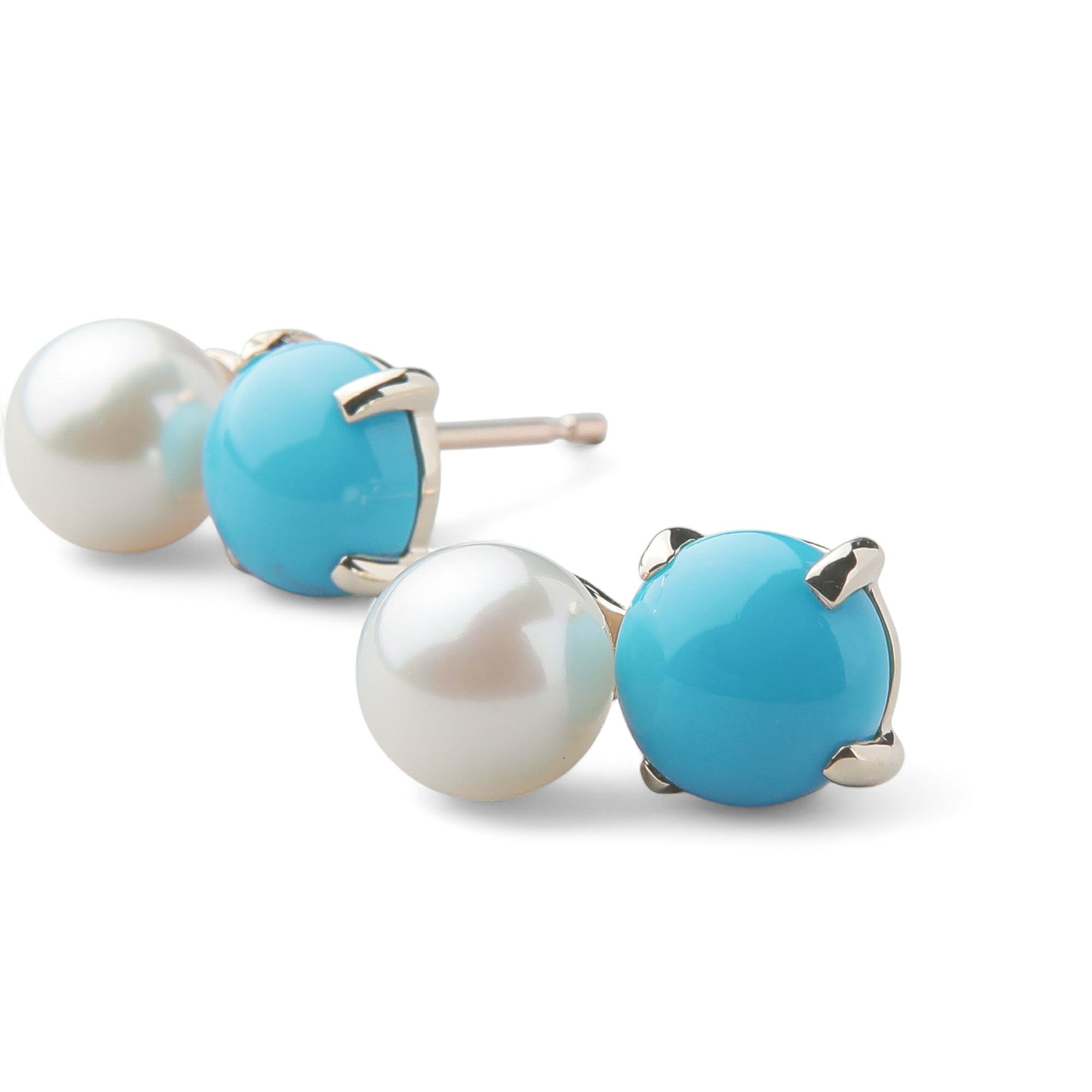 あこや真珠×ターコイズ ピアス　5.5-6.0mm/6mmUP K10YG