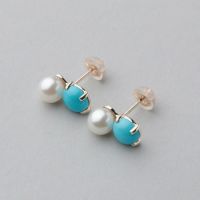 あこや真珠×ターコイズ ピアス 5.5-6.0mm/6mmUP K10YG | あこや あこや真珠×ターコイズ ピアス 5.5-6.0mm/6mmUP K10YG | あこや