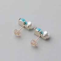 珍しい  あこや真珠×ターコイズ あこや | K10YG 5.5-6.0mm/6mmUP ピアス ピアス