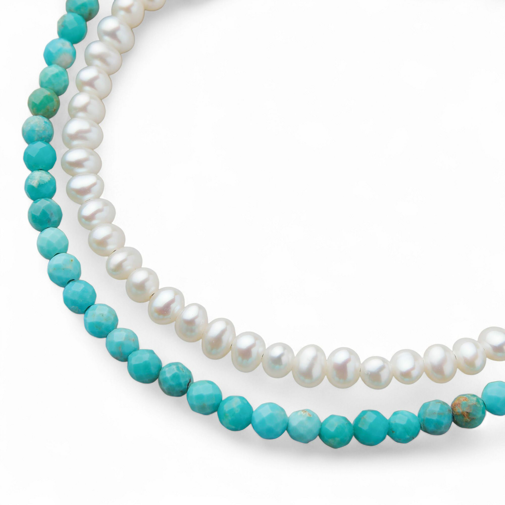 淡水真珠×ターコイズ ネックレス　2.5-3.2mm ハーフ