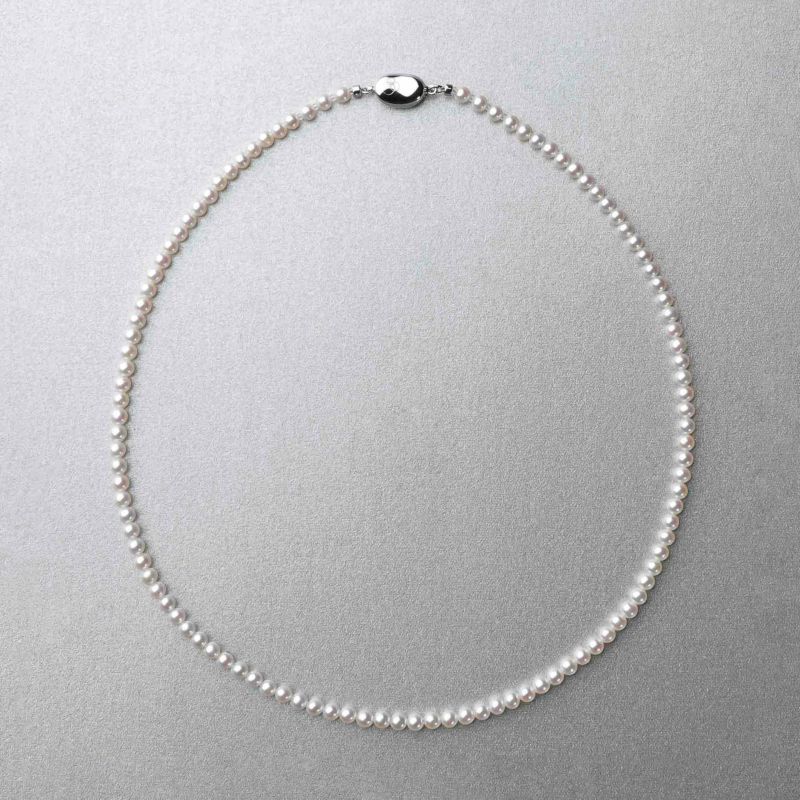 淡水真珠 (有核) ネックレス3.5-4.0mm キングフィッシャー鑑別