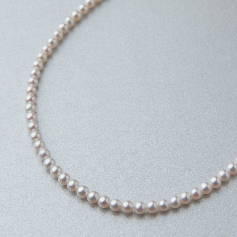 淡水真珠 (有核) ネックレス3.5-4.0mm キングフィッシャー鑑別