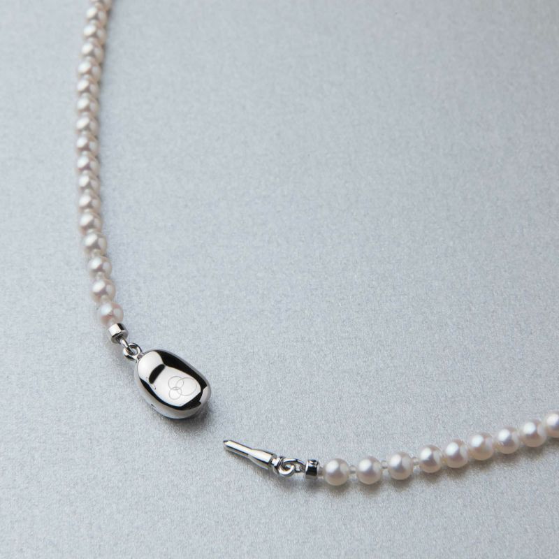 淡水真珠 (有核) ネックレス3.5-4.0mm キングフィッシャー鑑別