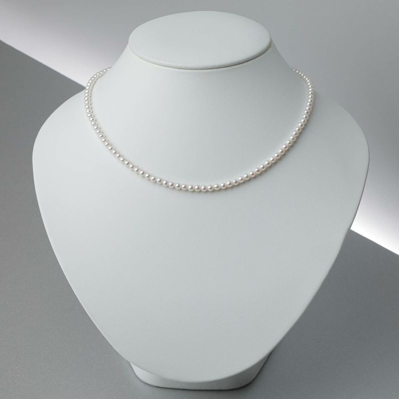 淡水真珠 (有核) ネックレス3.5-4.0mm キングフィッシャー鑑別