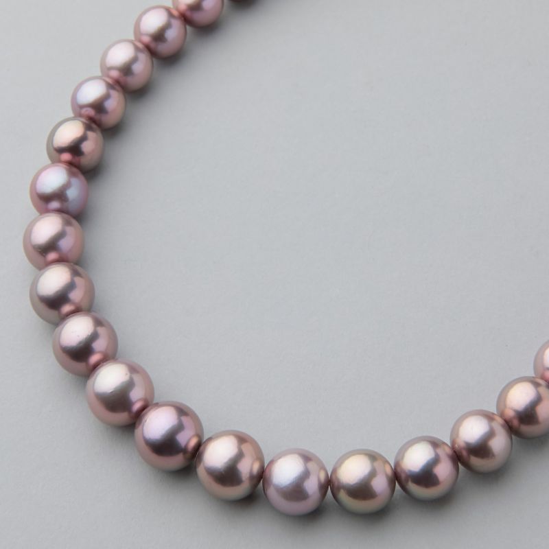 淡水真珠 (有核) ネックレス10-13mm オーロラピンク