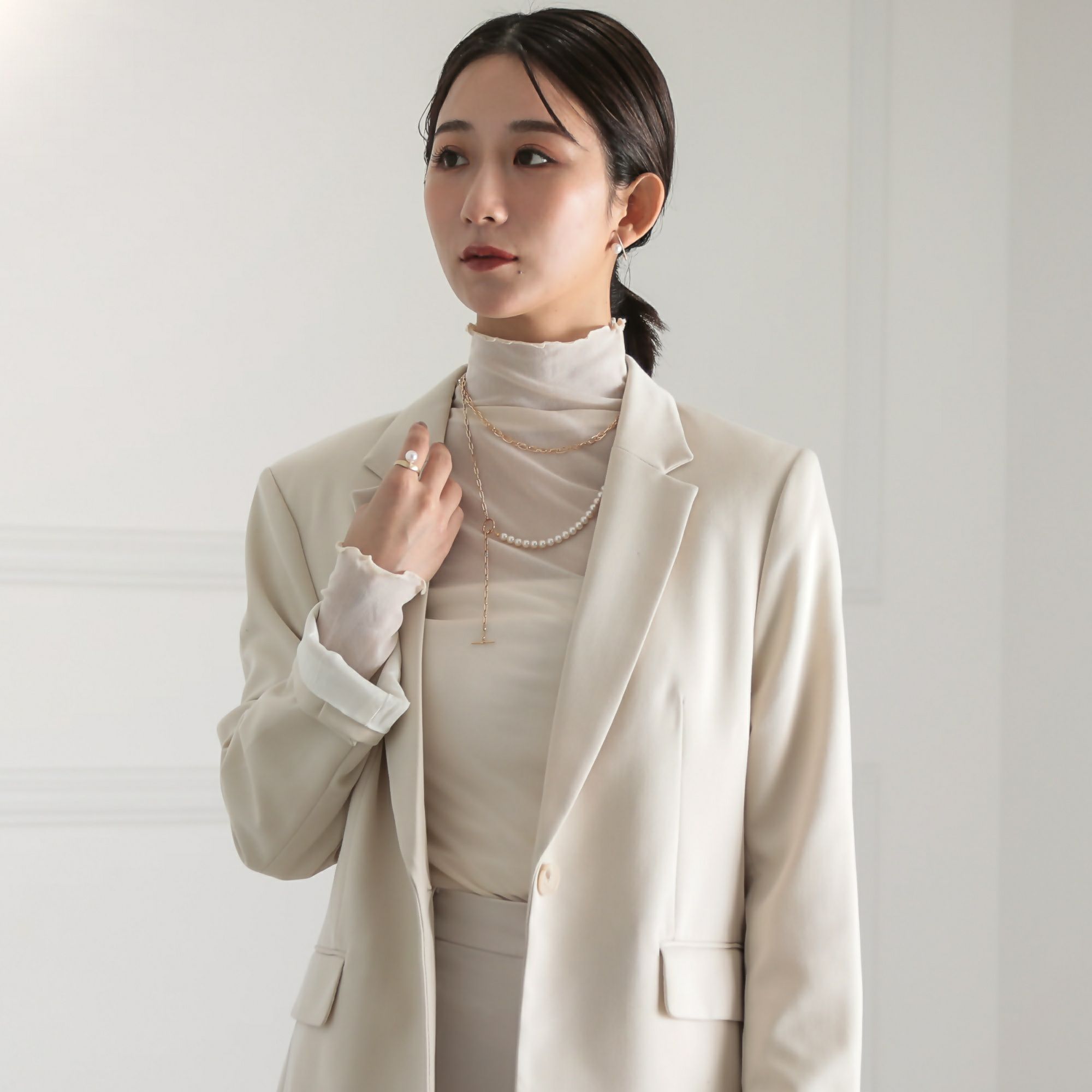 Supple あこや真珠 チェーンネックレス　5.5-6.0mm K10YG