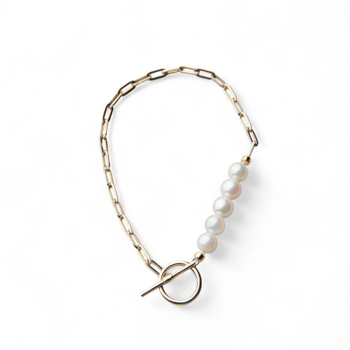 Supple あこや真珠 チェーンブレスレット　5.5-6.0mm K10YG