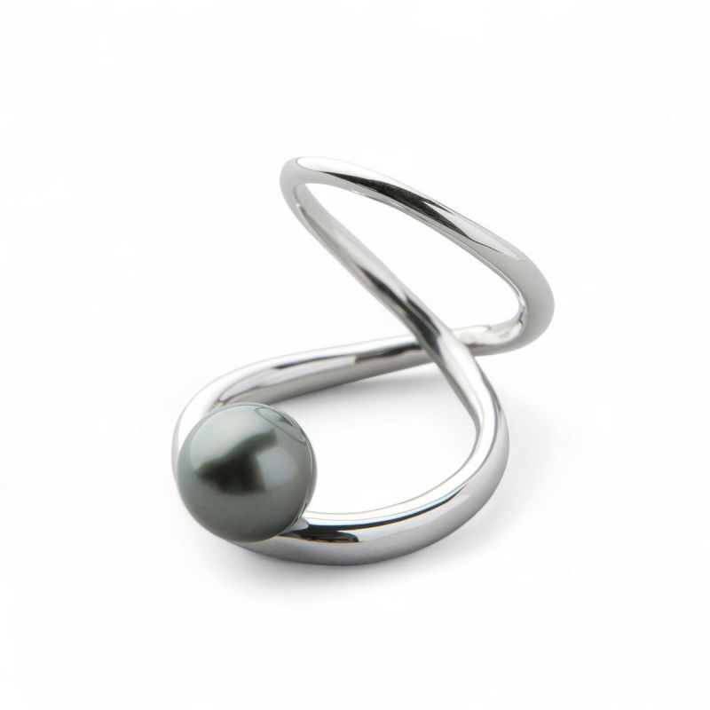 Supple タヒチ黒蝶真珠 ダブルリング　9mmUP SV925