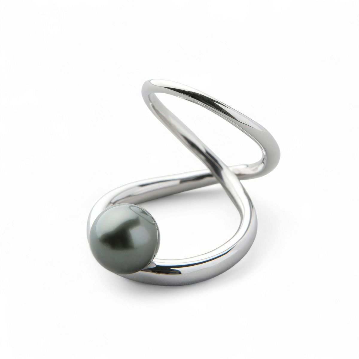 Supple タヒチ黒蝶真珠 ダブルリング　9mmUP SV925