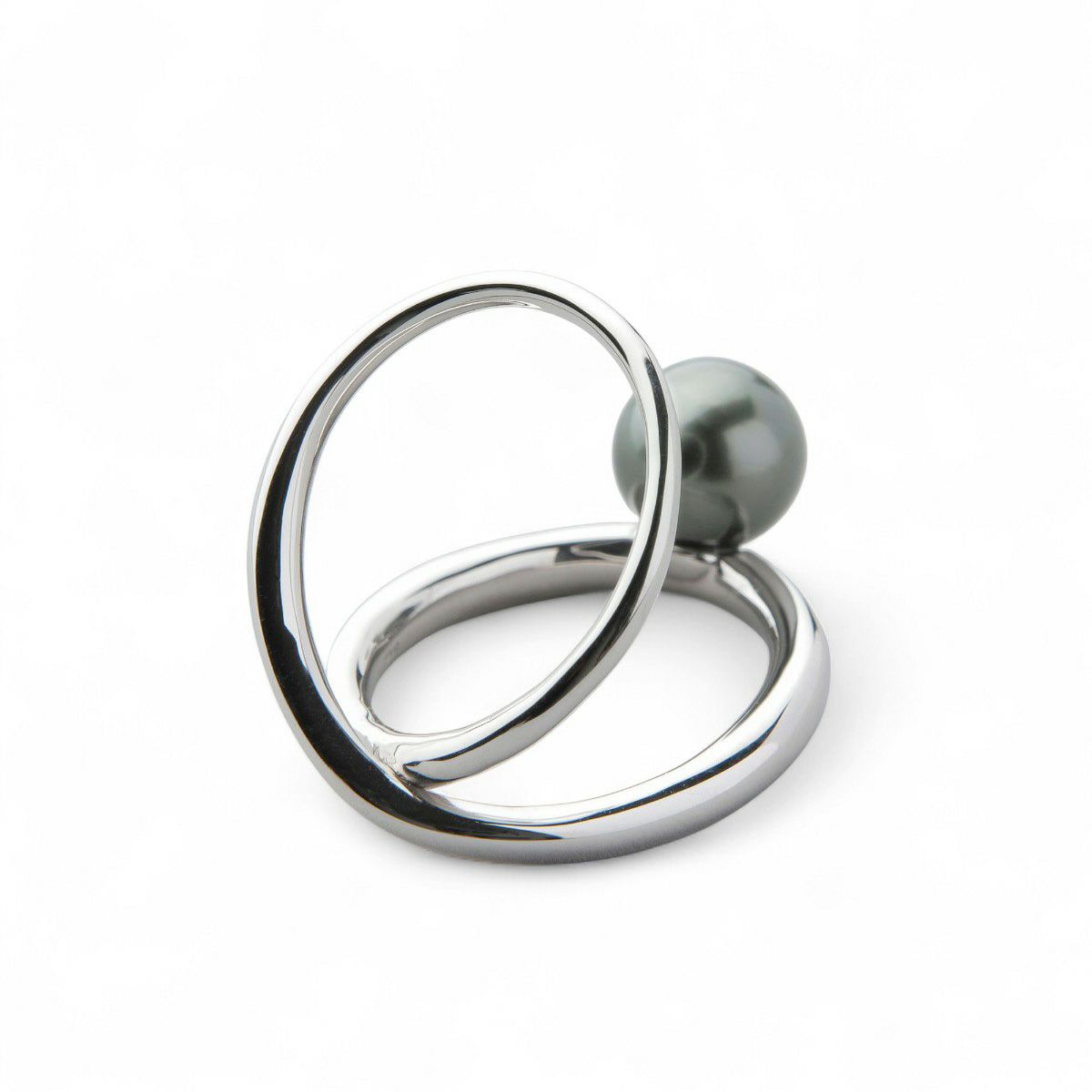 Supple タヒチ黒蝶真珠 ダブルリング　9mmUP SV925