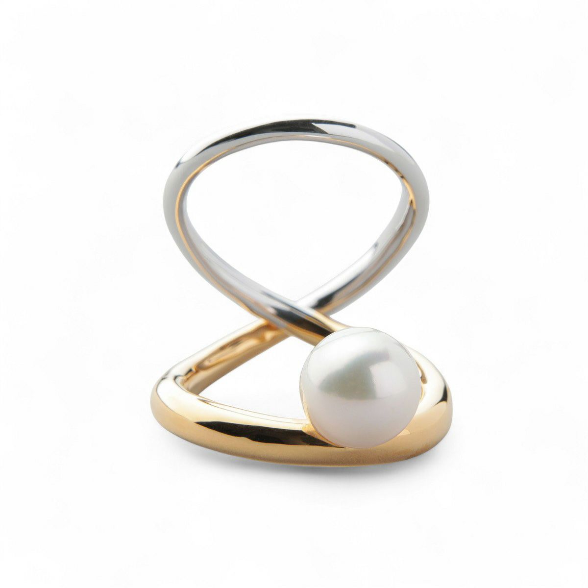 Supple あこや真珠 ダブルリング　8.5-9.0mm SV925 コンビカラー