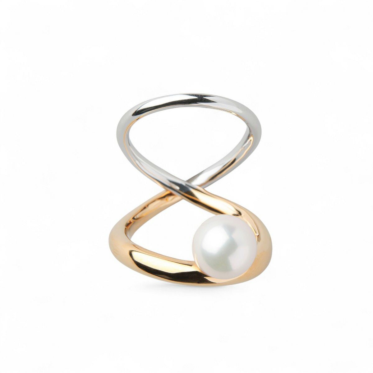 Supple あこや真珠 ダブルリング　8.5-9.0mm SV925 コンビカラー