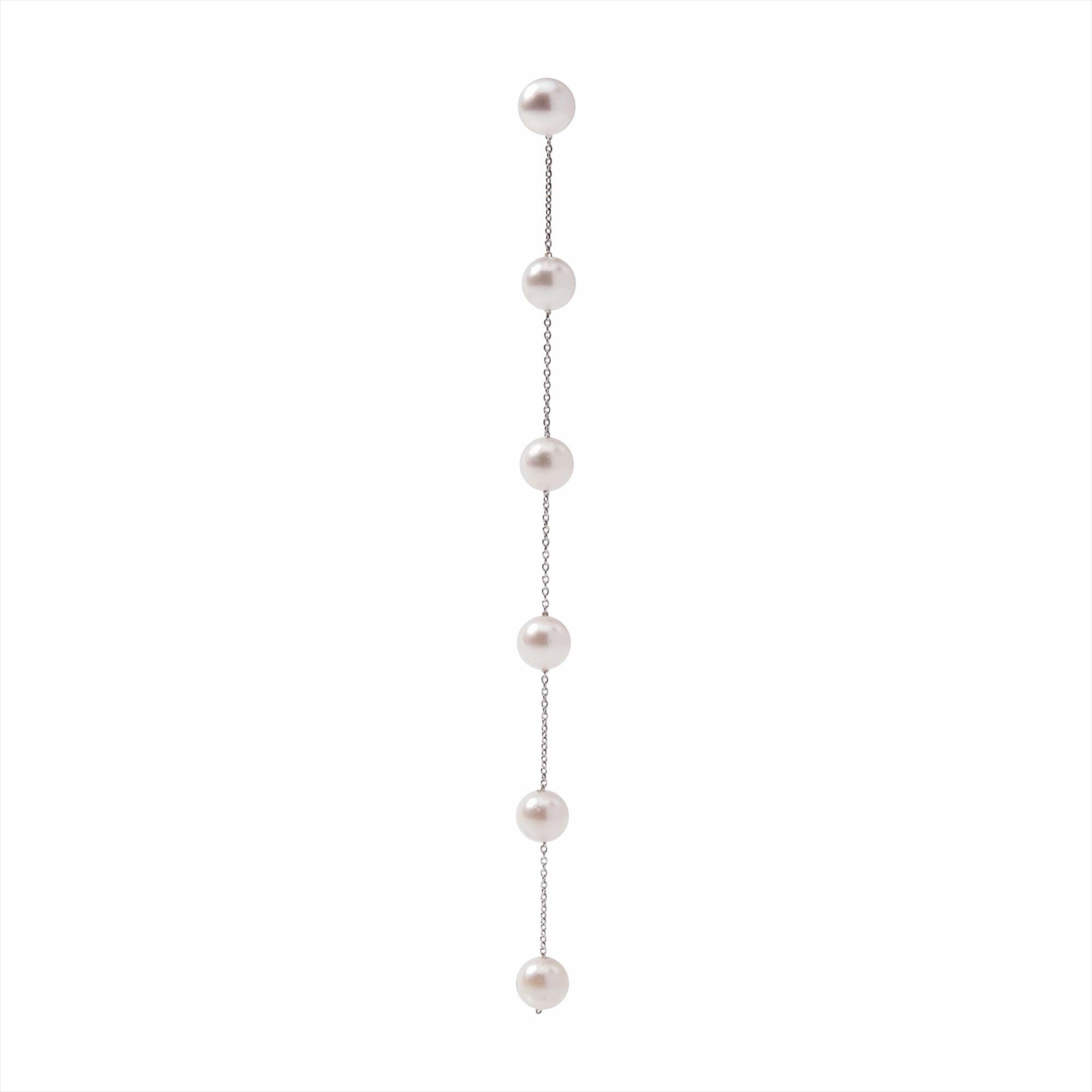 マルレナ ミシェルステーションピアス /11cm あこや真珠 6.0-7.0mm K14WG/SV925