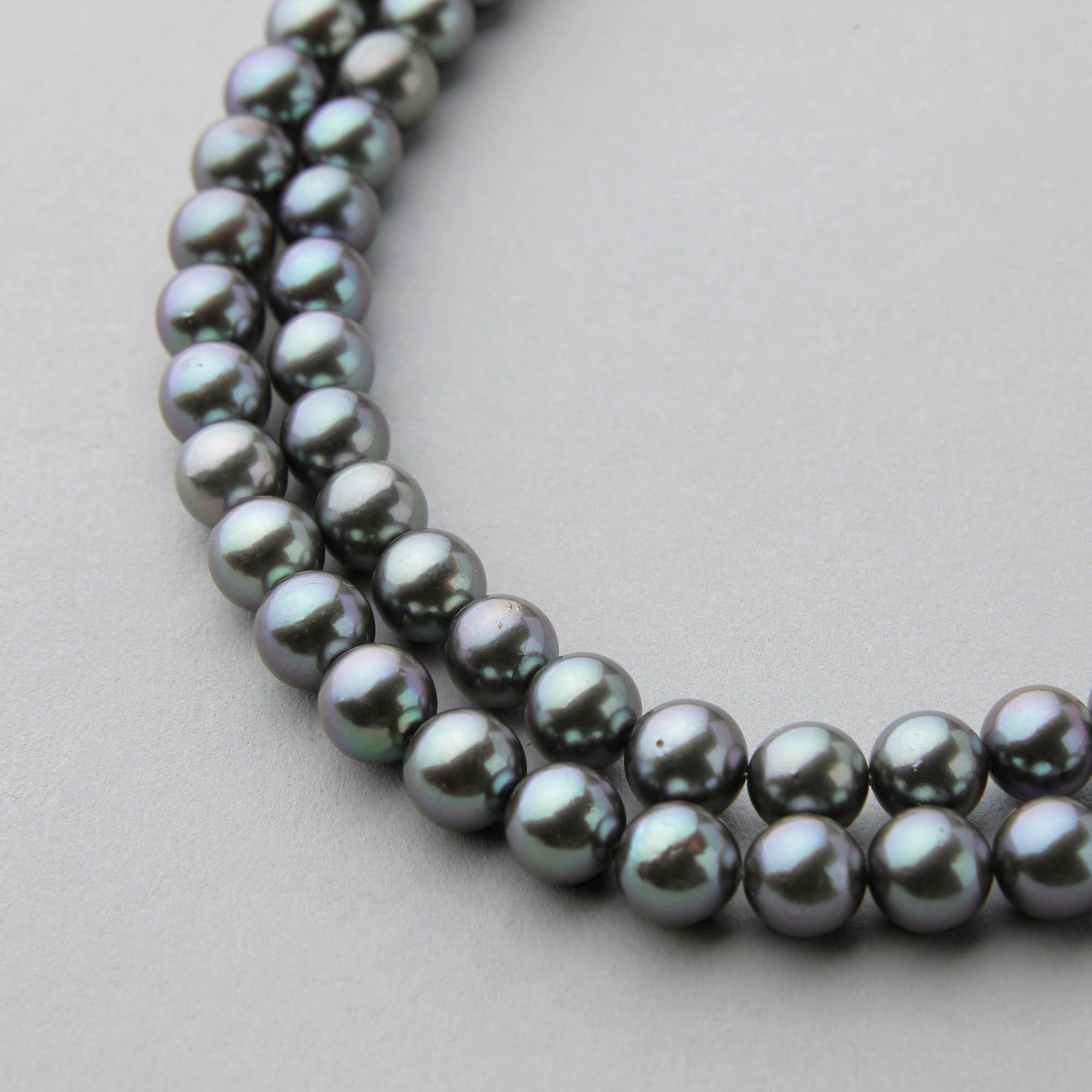 あこや黒真珠 ロングネックレス 6.5mm-7.0mm 100cm | ～7.0mm 