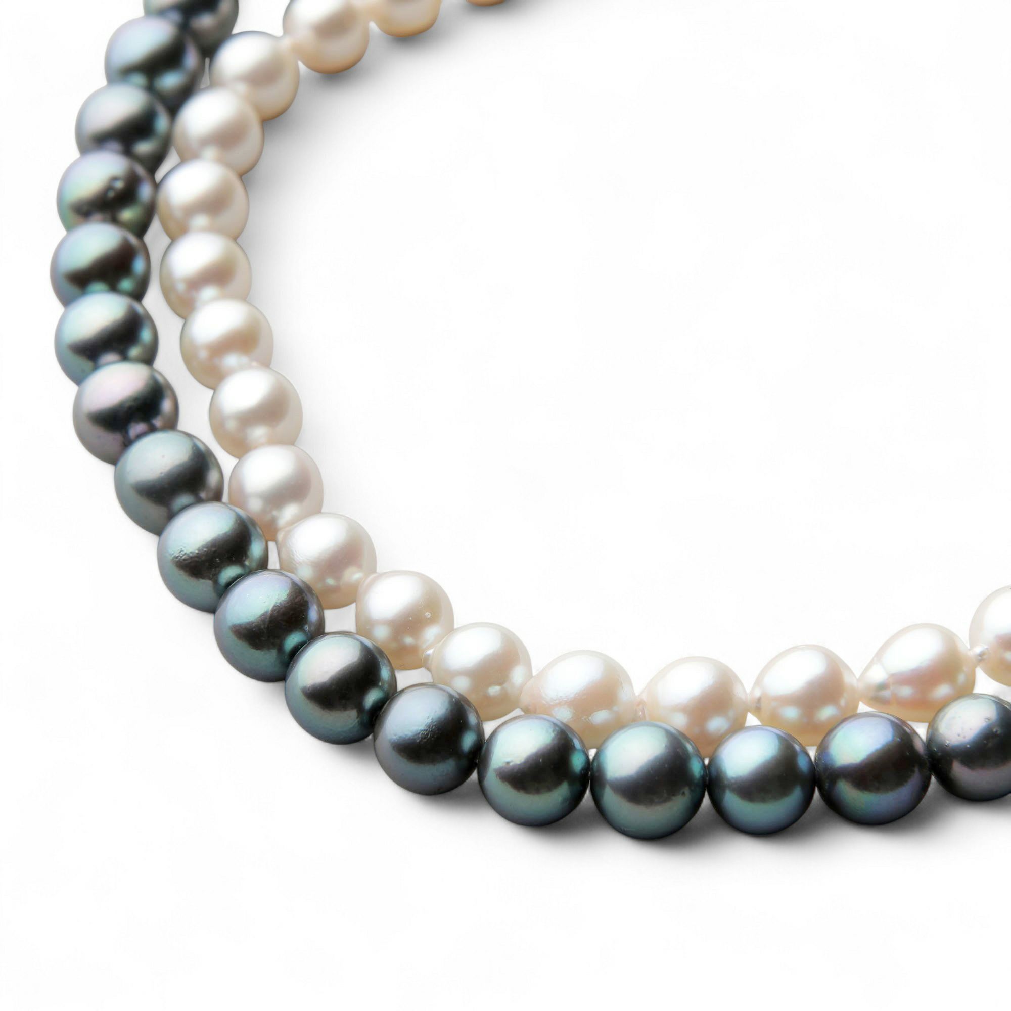 あこや真珠 ロングネックレス6.5mm-7.0mm ツートン