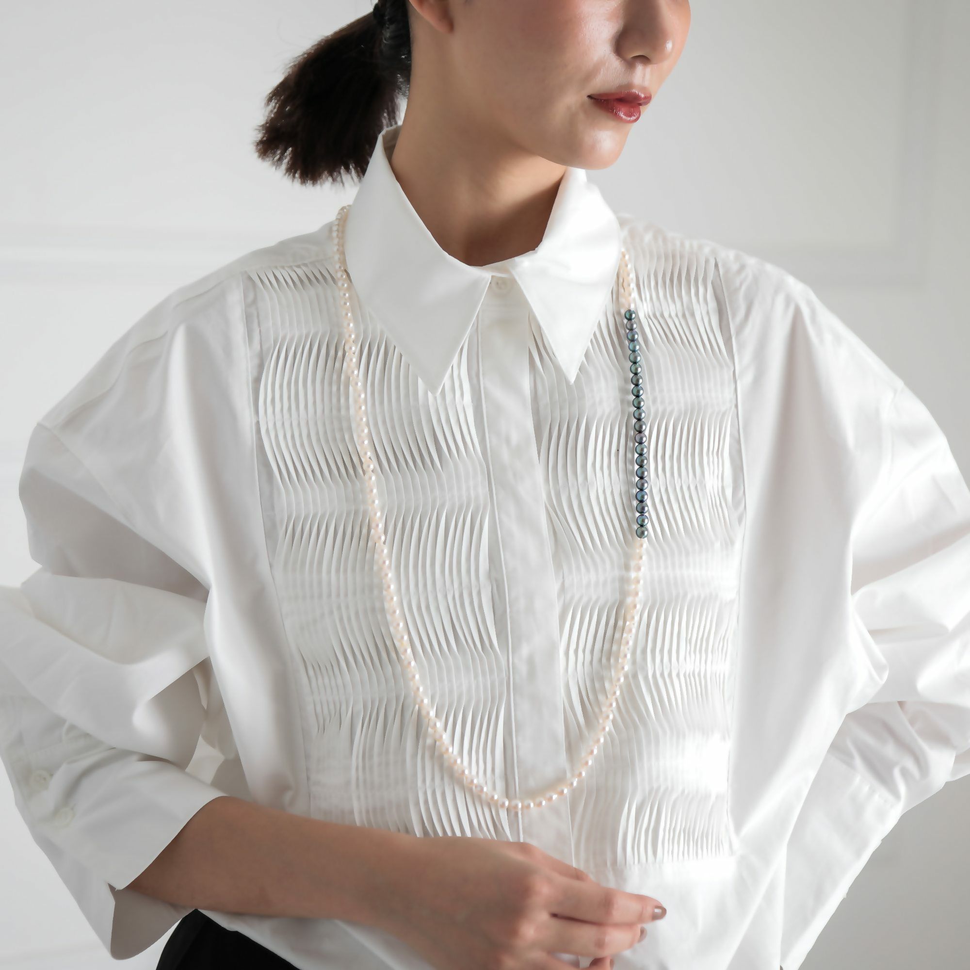 あこや真珠 ロングネックレス6.5mm-7.0mm ツートン