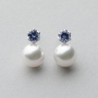 あこや真珠×タンザナイト ピアス　7.0-7.5mm Pt900