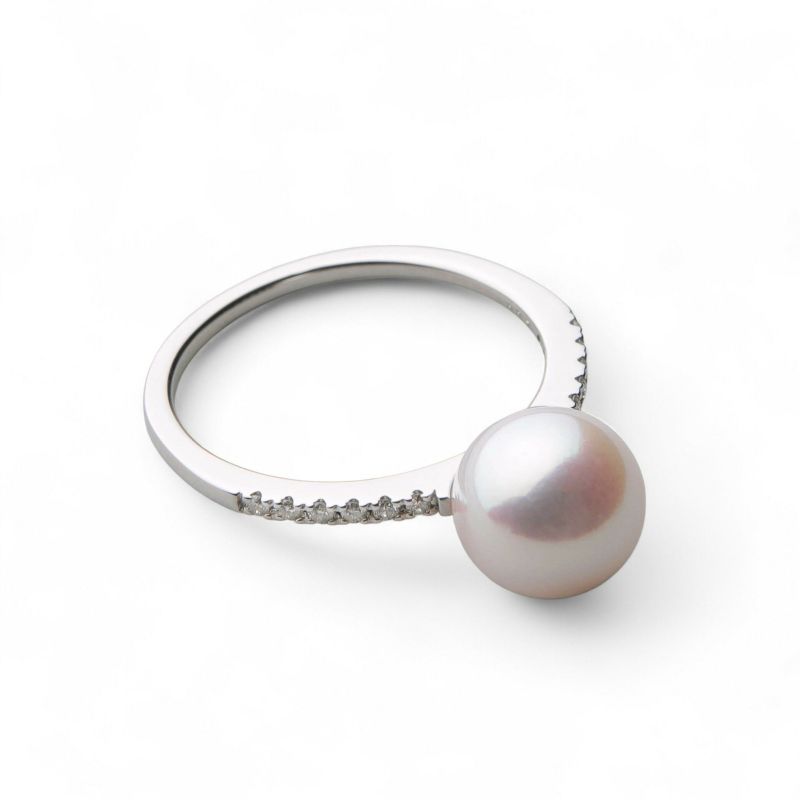 オーロラ花珠真珠 リング8.0-8.5mm PT900 -Premium-