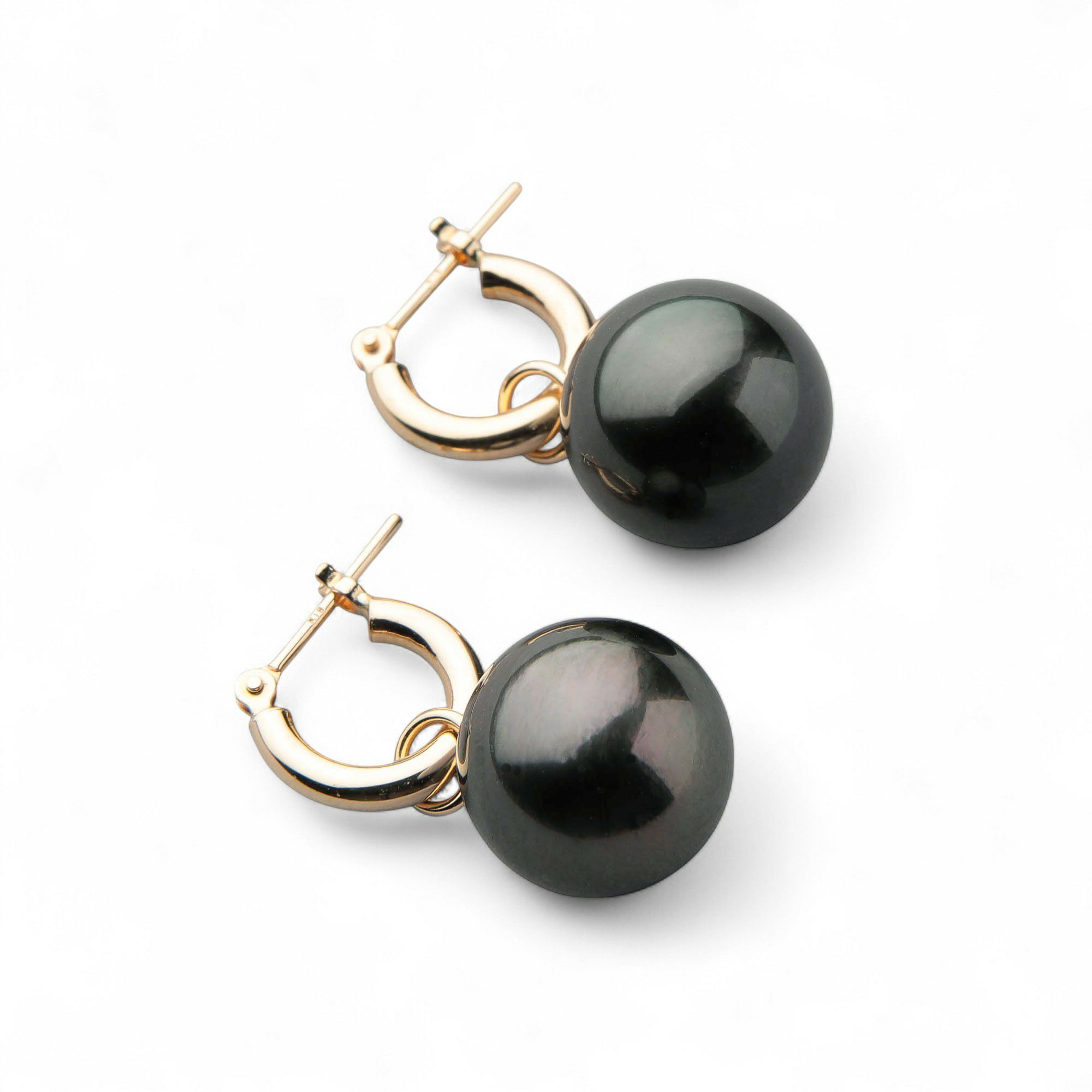 Tahitian+ タヒチ黒蝶真珠 フープピアス　11mmUP K18YG