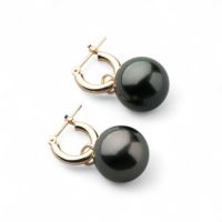 Tahitian+ タヒチ黒蝶真珠 フープピアス 11mmUP K18YG | 南洋真珠