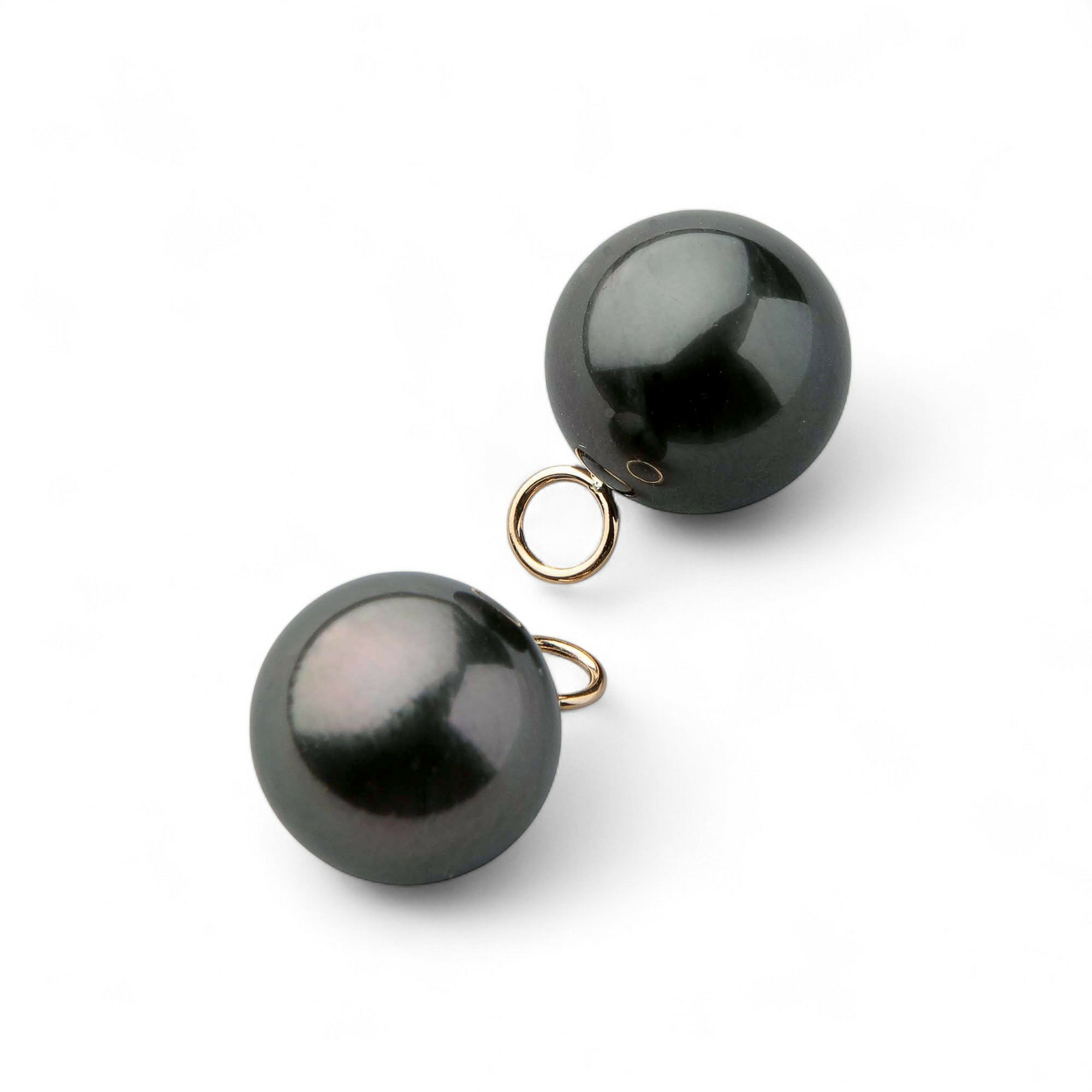 Tahitian+ タヒチ黒蝶真珠 フープピアス　11mmUP K18YG