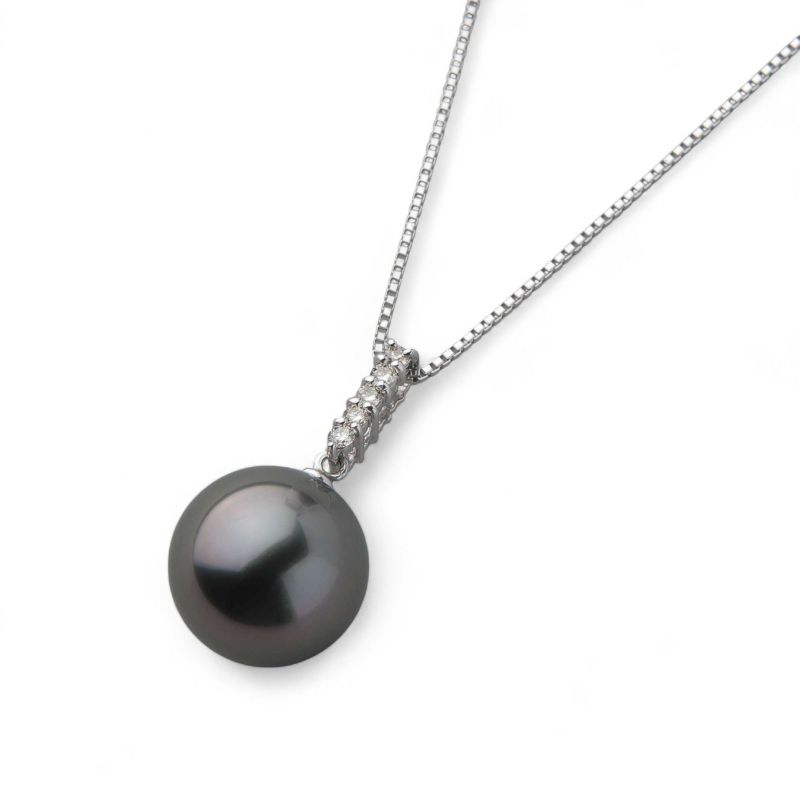 Tahitian+ タヒチ黒蝶真珠 ペンダント　11mm K18WG