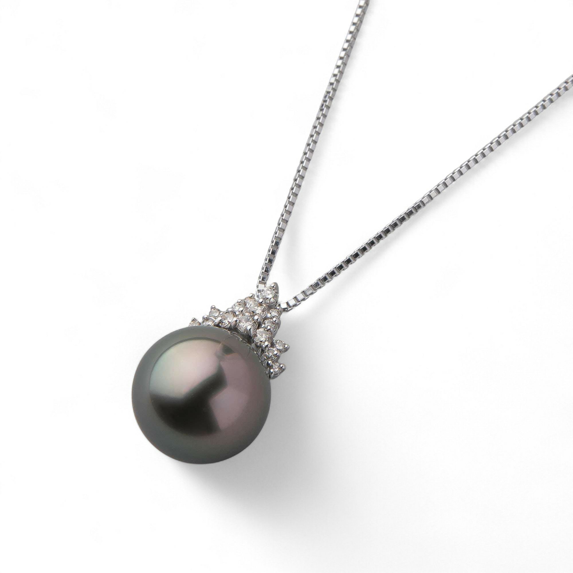  Tahitian+ タヒチ黒蝶真珠 ペンダント　11mm K18WG