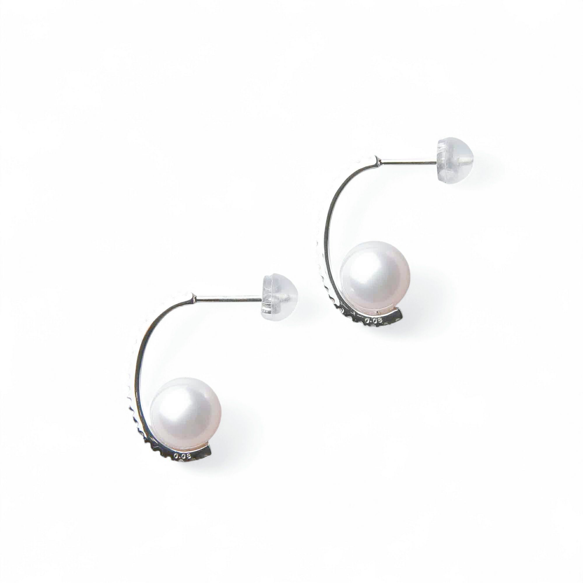 オーロラ花珠真珠 ピアス7.5-8.0mm K18WG -TOP Quality-