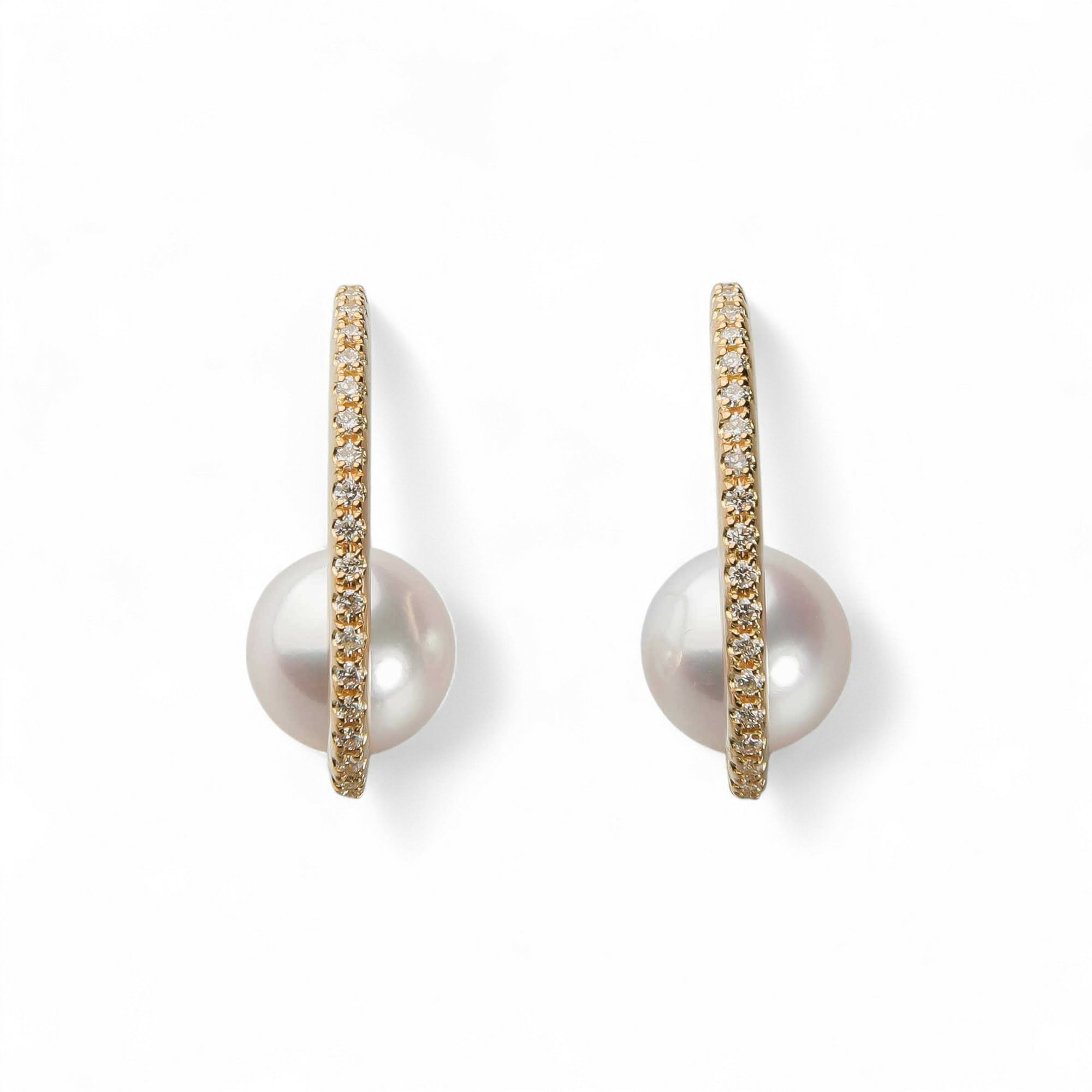 オーロラ花珠真珠 ピアス7.5-8.0mm K18YG -TOP Quality-