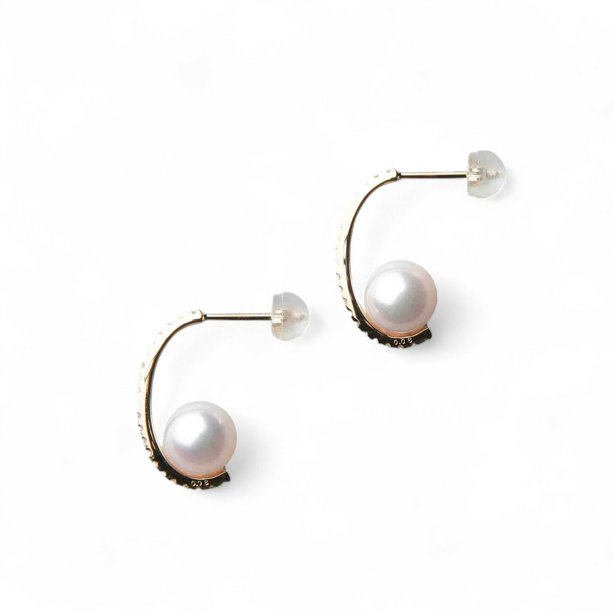 オーロラ花珠真珠 ピアス7.5-8.0mm K18YG -TOP Quality-