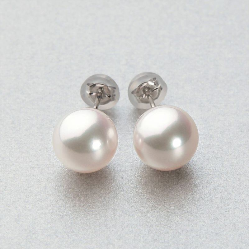 オーロラ花珠真珠 ピアス9.0-9.5mm PT900 -TOP Quality-