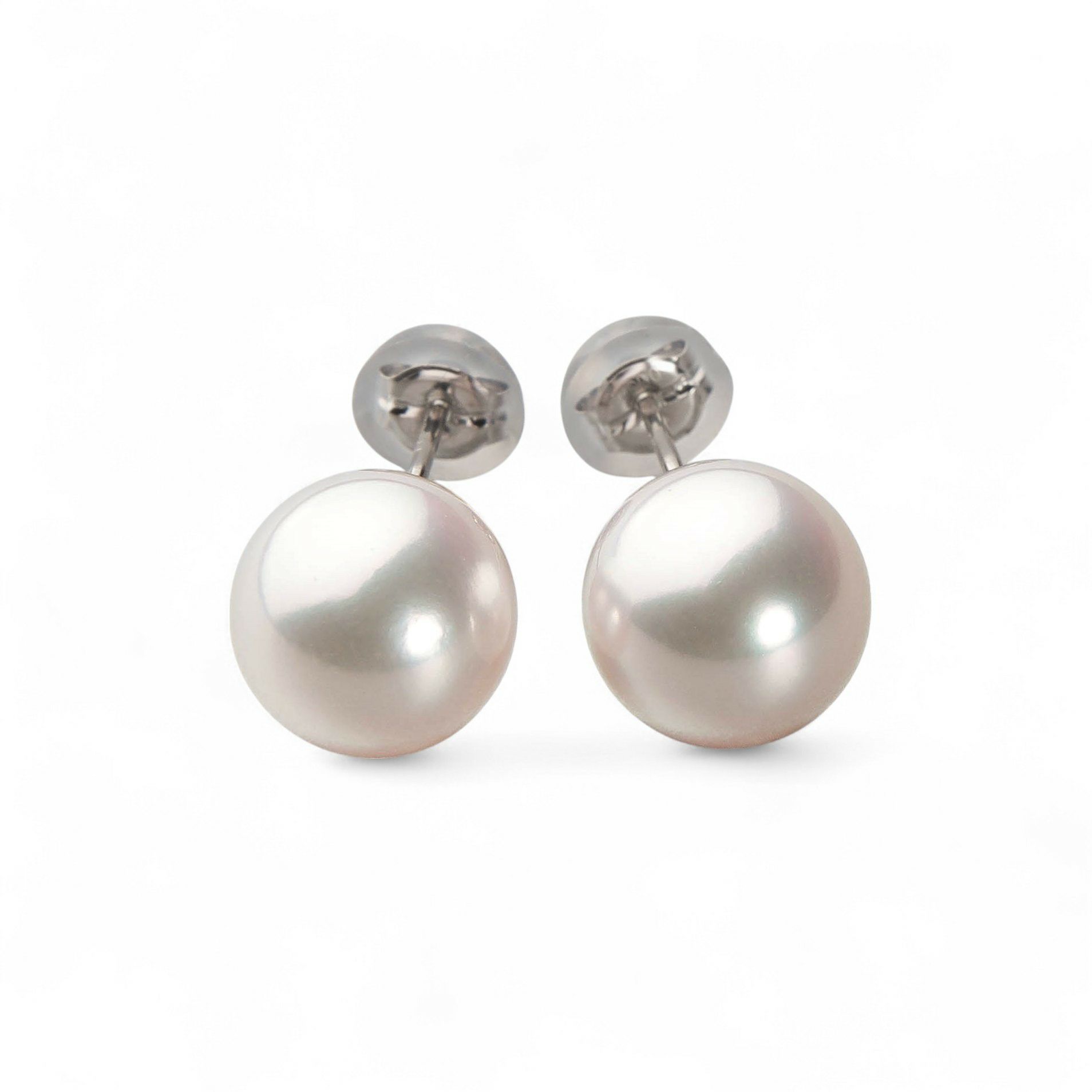 オーロラ花珠真珠 ピアス9.0-9.5mm PT900 -TOP Quality-