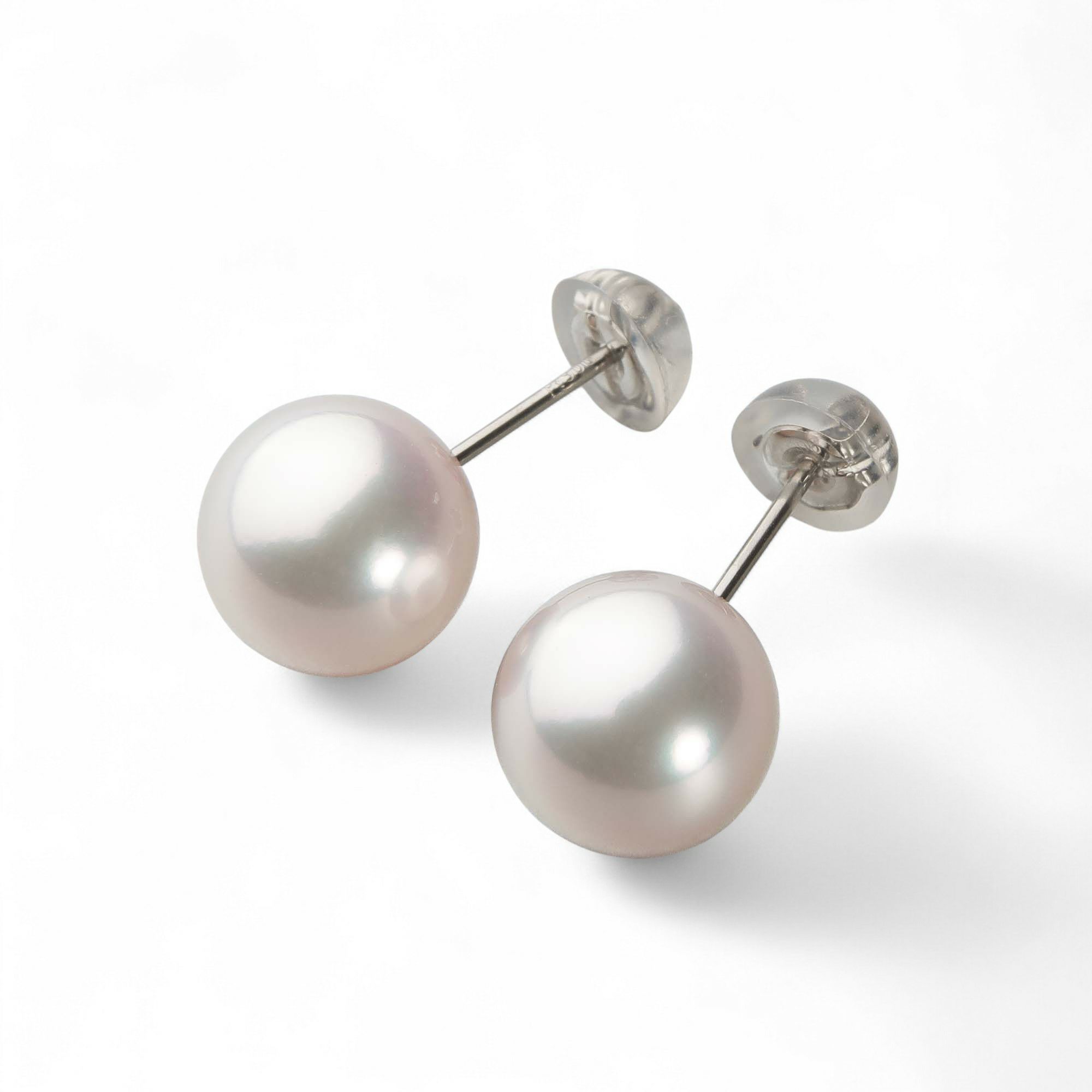 オーロラ花珠真珠 ピアス9.0-9.5mm PT900 -TOP Quality-