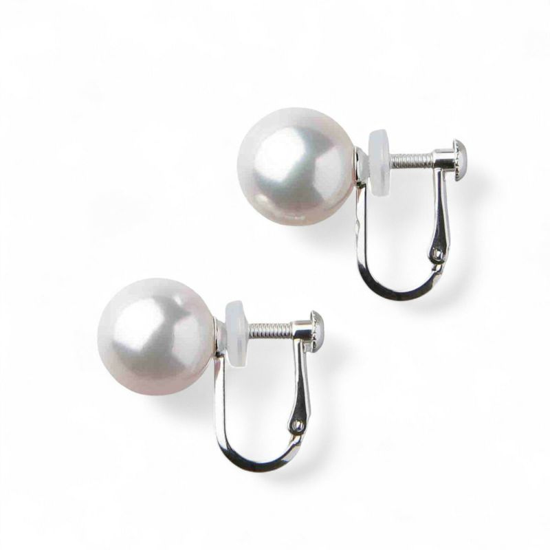 オーロラ花珠真珠 イヤリング9.0-9.5mm K14WG -TOP Quality-