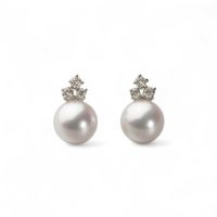 オーロラ花珠真珠 ピアス　7.5-8mm K18WG -TOP Quality-