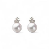 オーロラ花珠真珠 ピアス　7.5-8mm K18WG -TOP Quality-