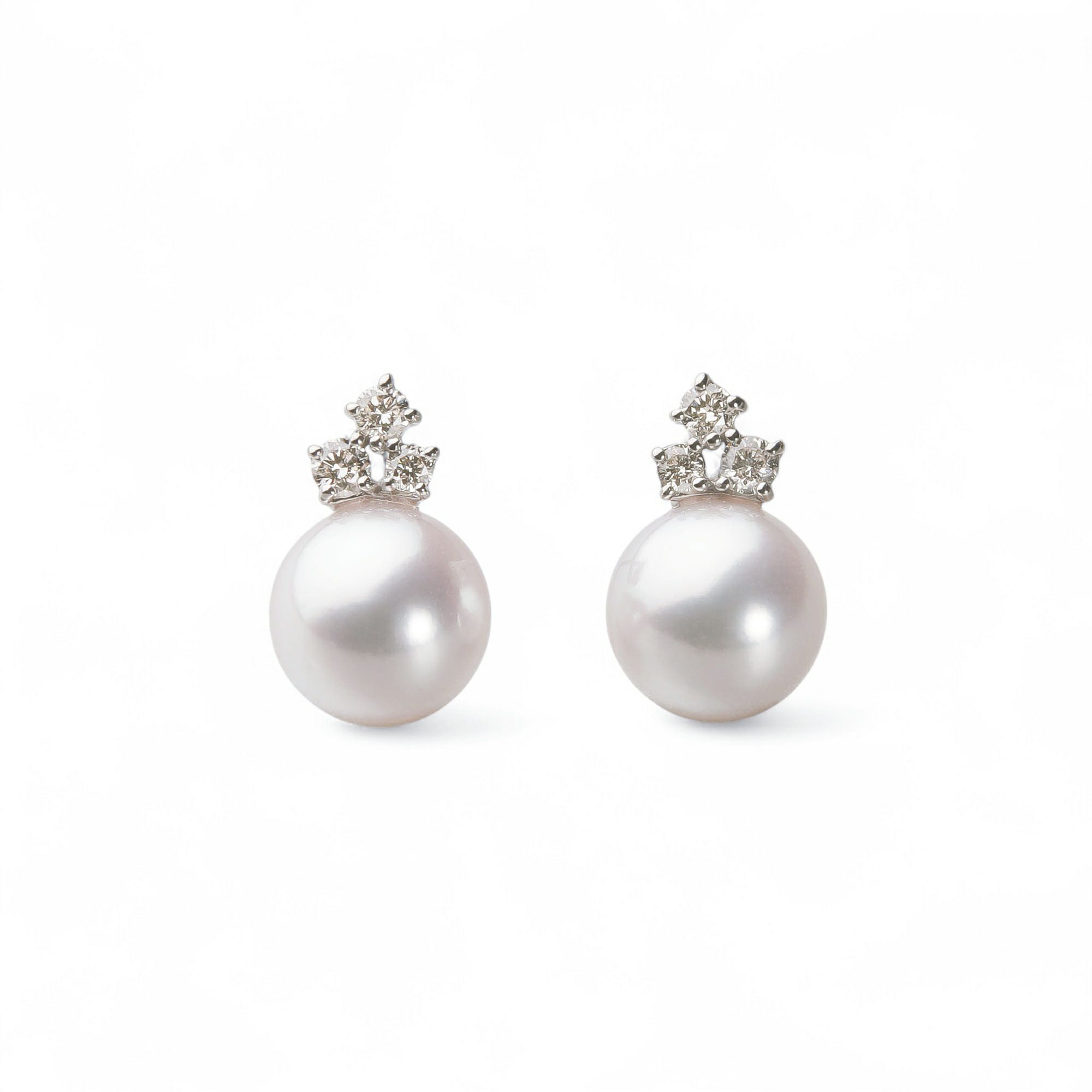 オーロラ花珠真珠 ピアス　7.5-8mm K18WG -TOP Quality-