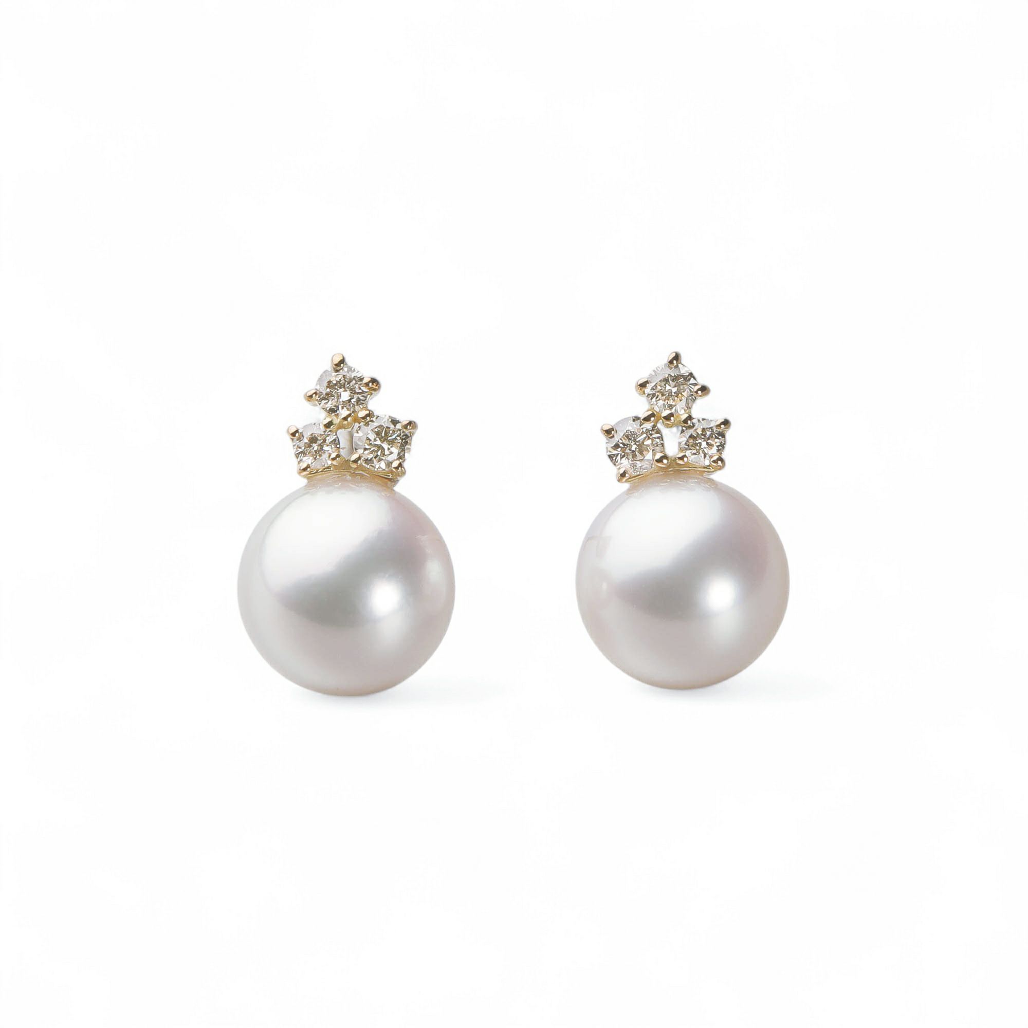 オーロラ花珠真珠 ピアス　8.0-8.5mm K18YG -TOP Quality-