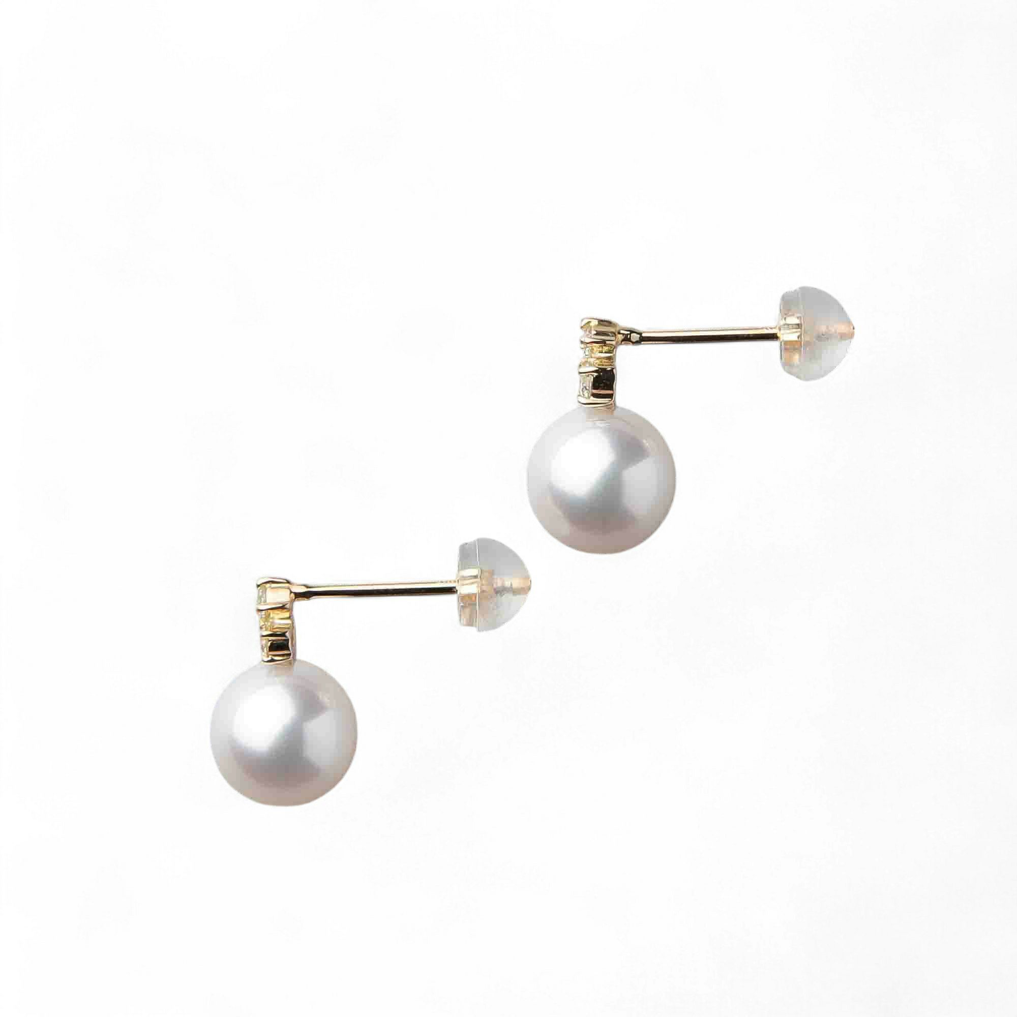 オーロラ花珠真珠 ピアス　8.0-8.5mm K18YG -TOP Quality-