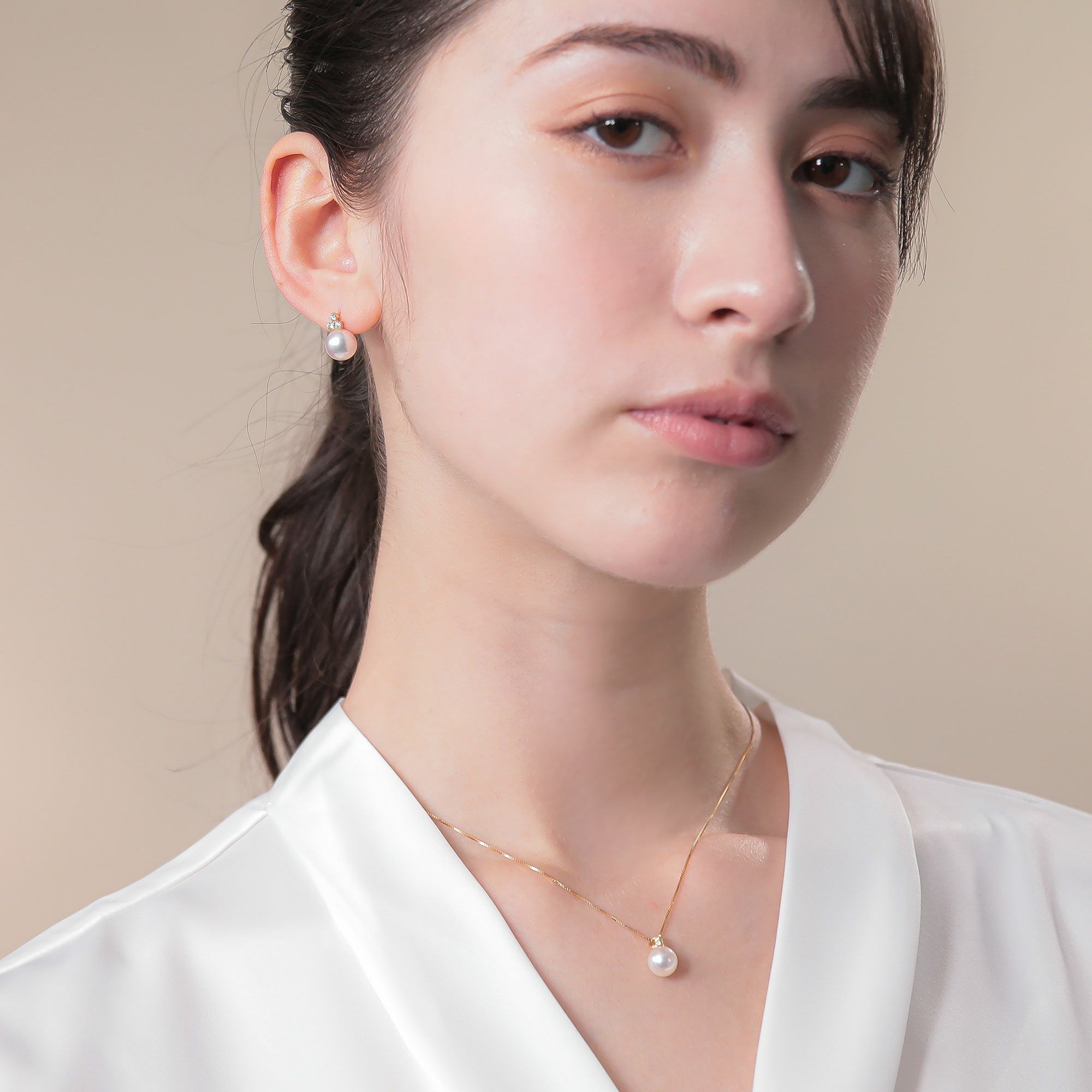 オーロラ花珠真珠 ピアス 8.0-8.5mm K18YG -TOP Quality- [WSP] | 花珠