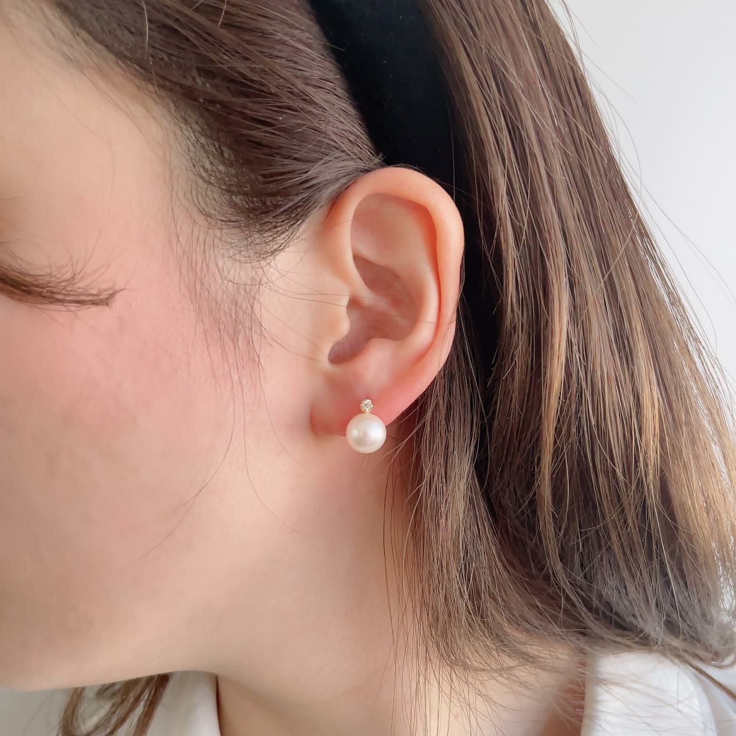 あこや真珠 ピアス8.5-9.0mm K18YG/K18WG