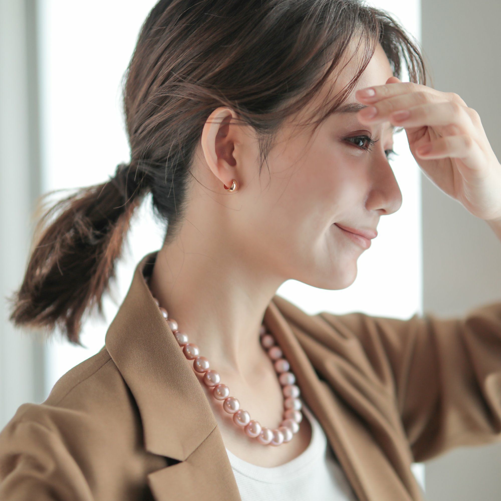 淡水真珠 (有核) ネックレス　11-13mm -Mauvette-