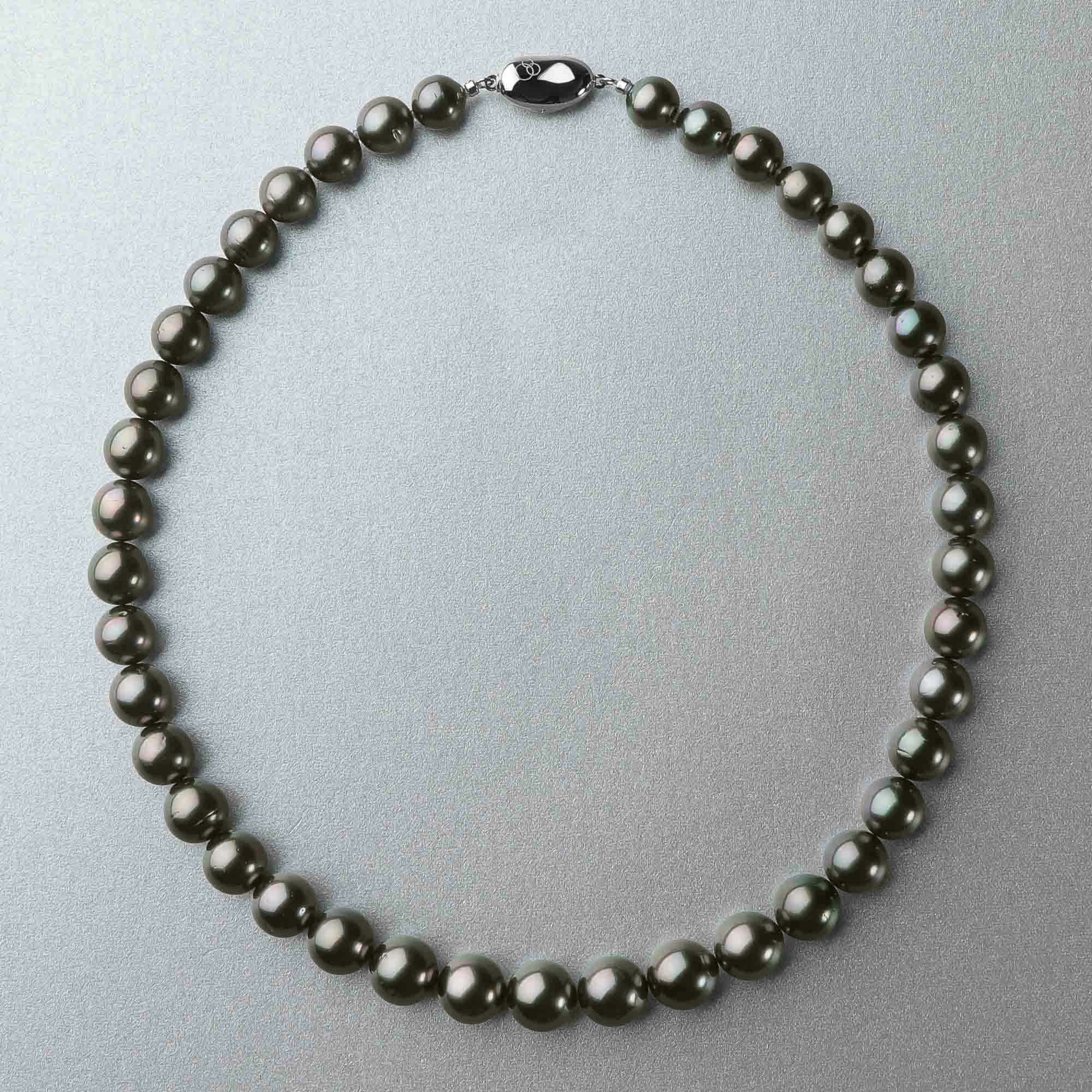 タヒチ黒蝶真珠 ネックレス8.0-10.1mm ブルーグレー～グリーン | 南洋  