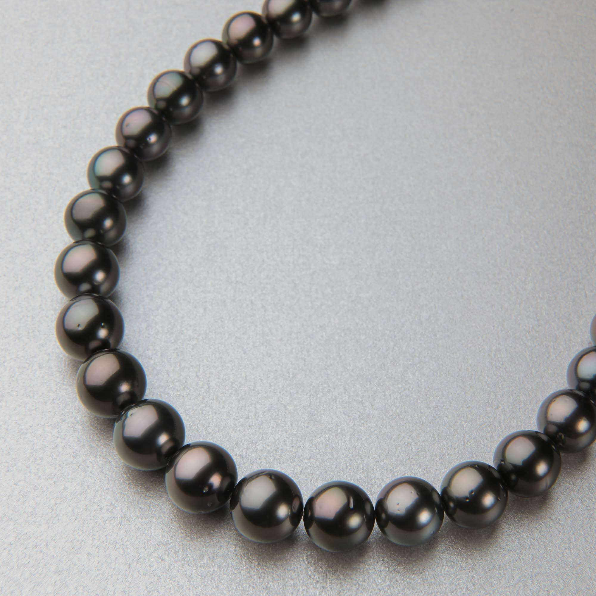 タヒチ黒蝶真珠 ネックレス9.1-11.8mm ピーコックグリーン | 南洋真珠  