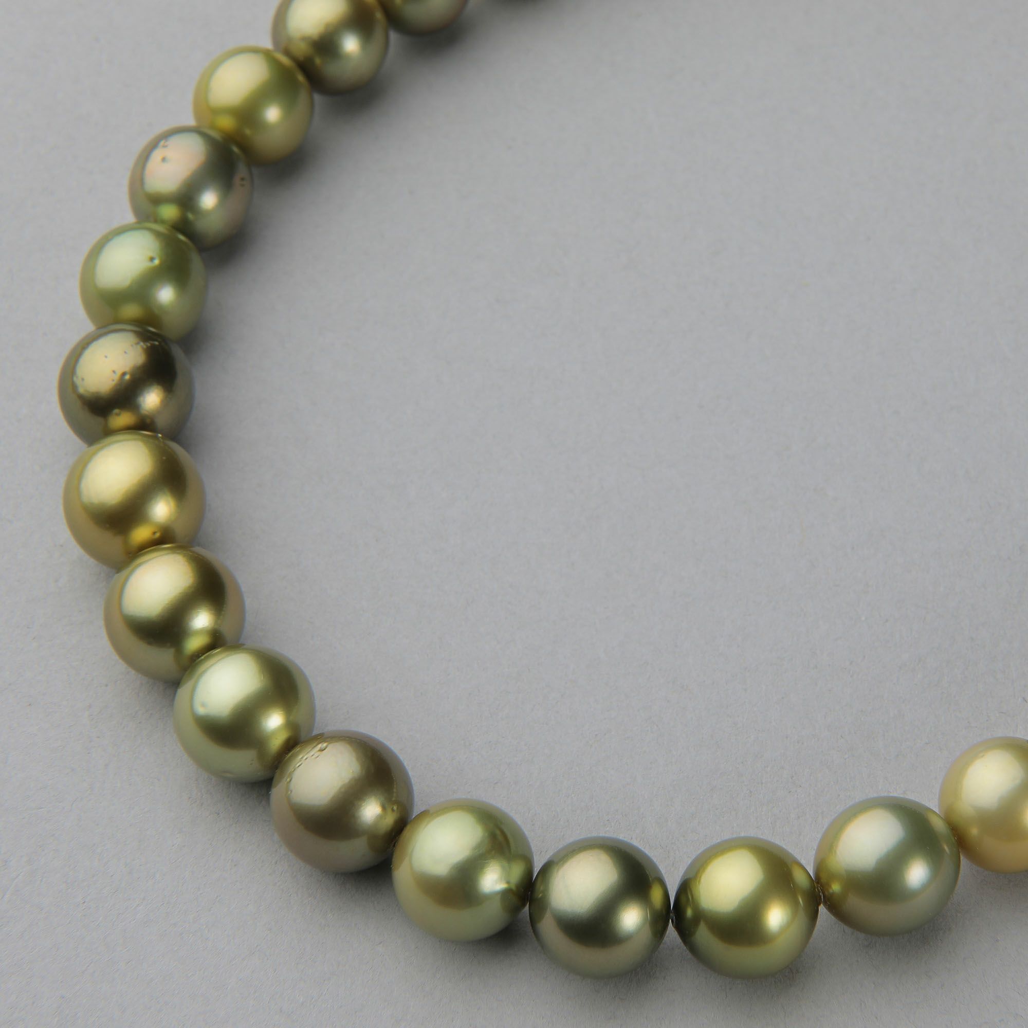 タヒチ黒蝶真珠 ネックレス9.0-11.6mm -Pistachio- | 南洋真珠ネックレス