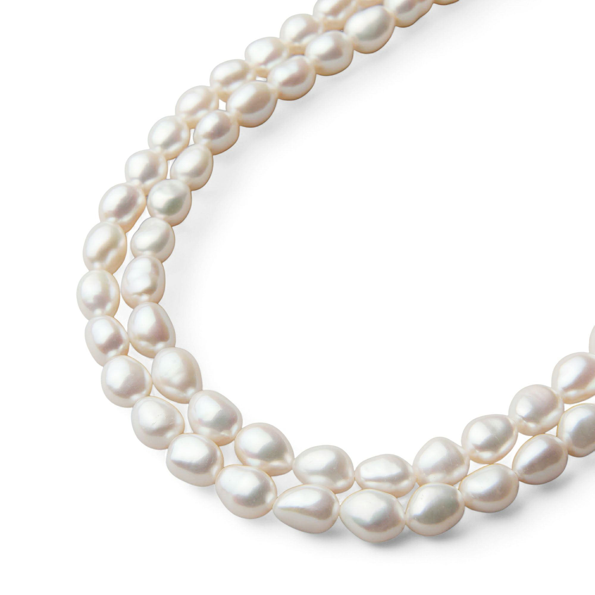 Unique+ 淡水真珠 ロングネックレス　7.0-7.5mm バロック