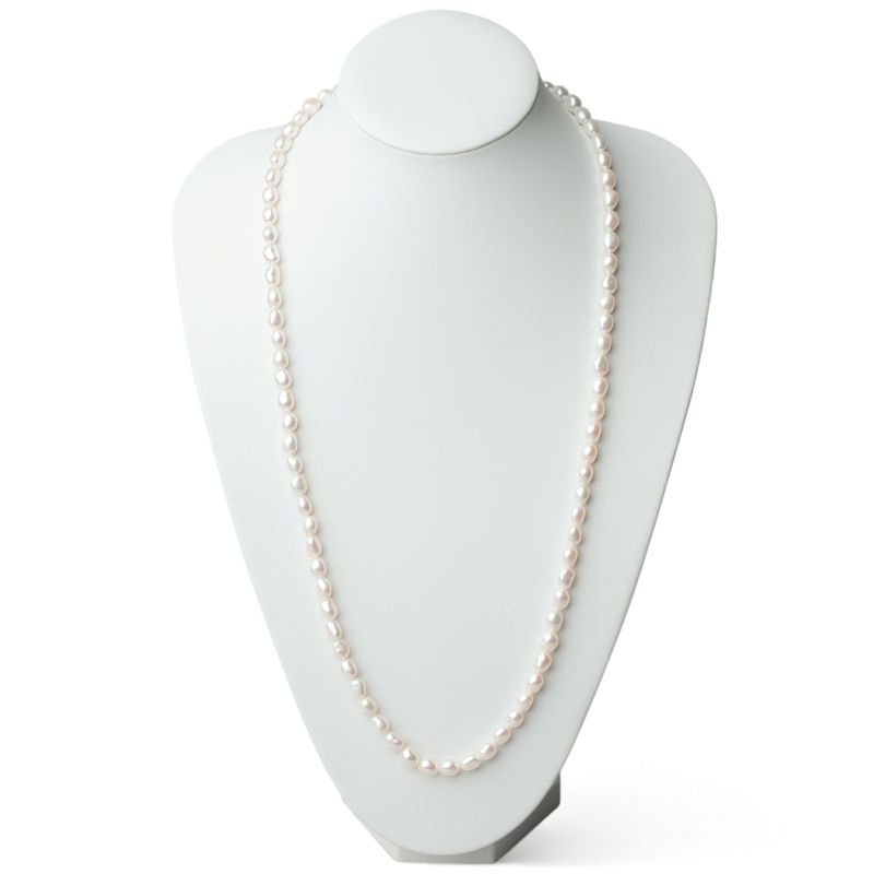 Unique+ 淡水真珠 ロングネックレス　7.0-7.5mm バロック