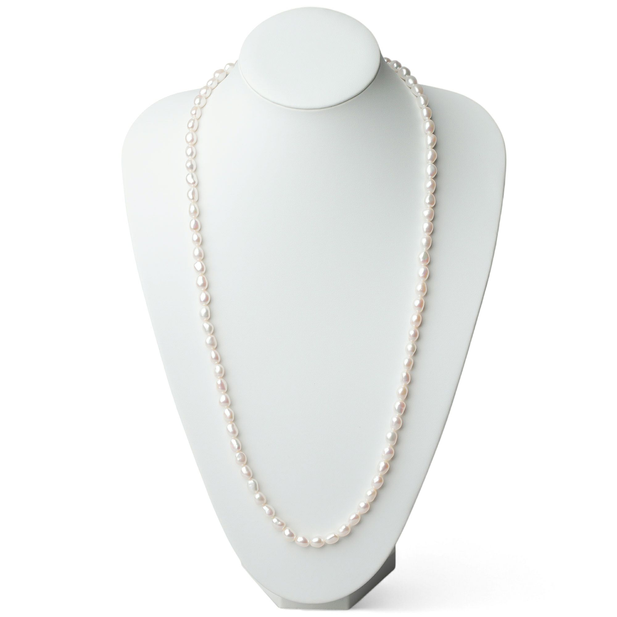Unique+ 淡水真珠 ロングネックレス　7.0-7.5mm バロック