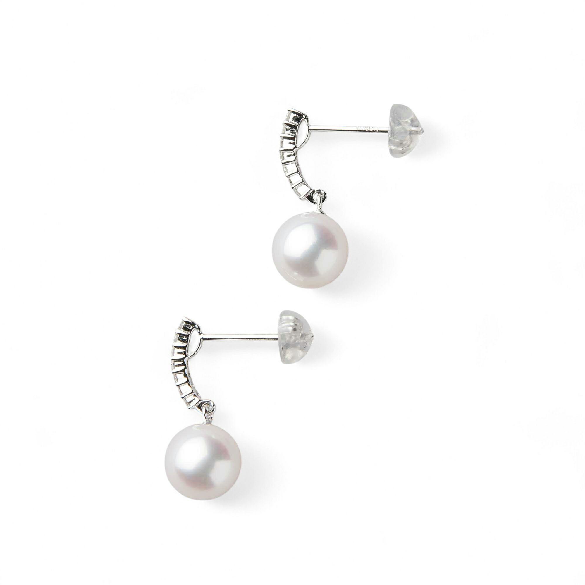 オーロラ花珠真珠 ピアス7.5-8.0mm K18WG -Premium-